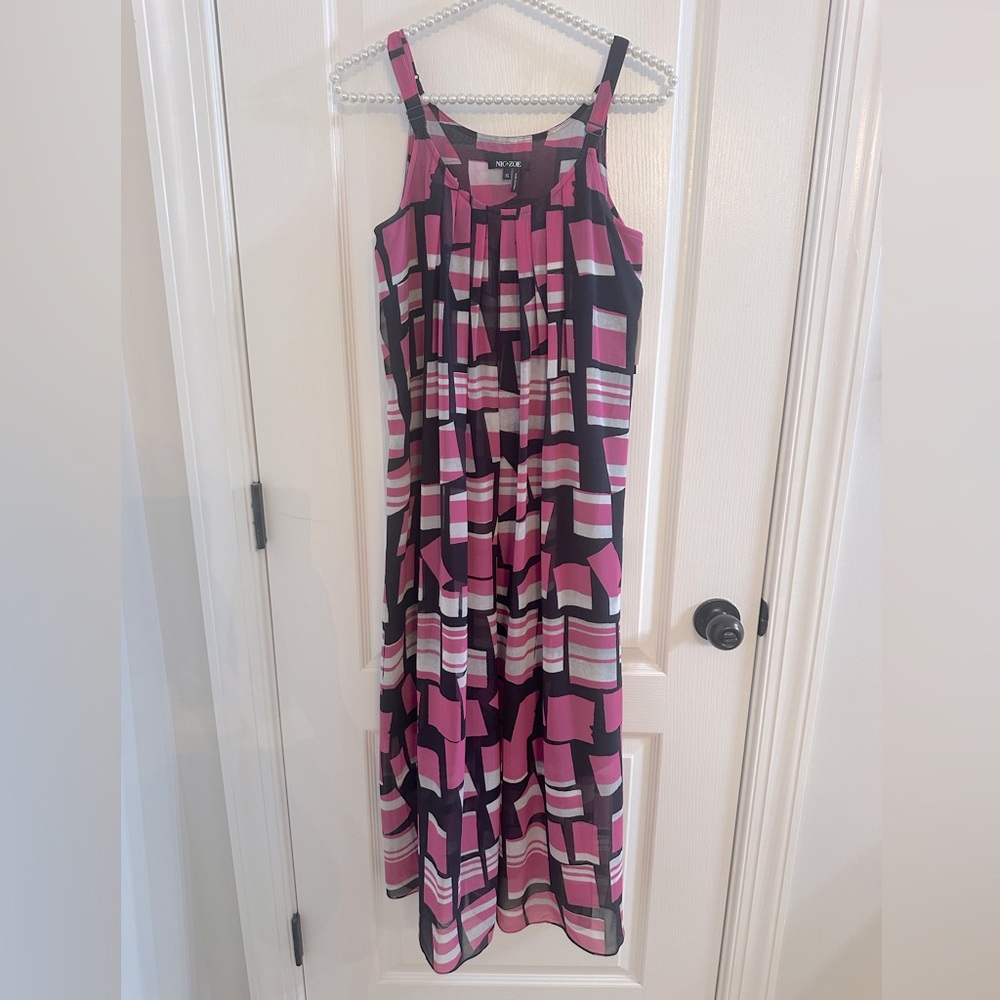 Nic + Zoe NWT Black, pink & white Color Block Maxi Dress - Size XS